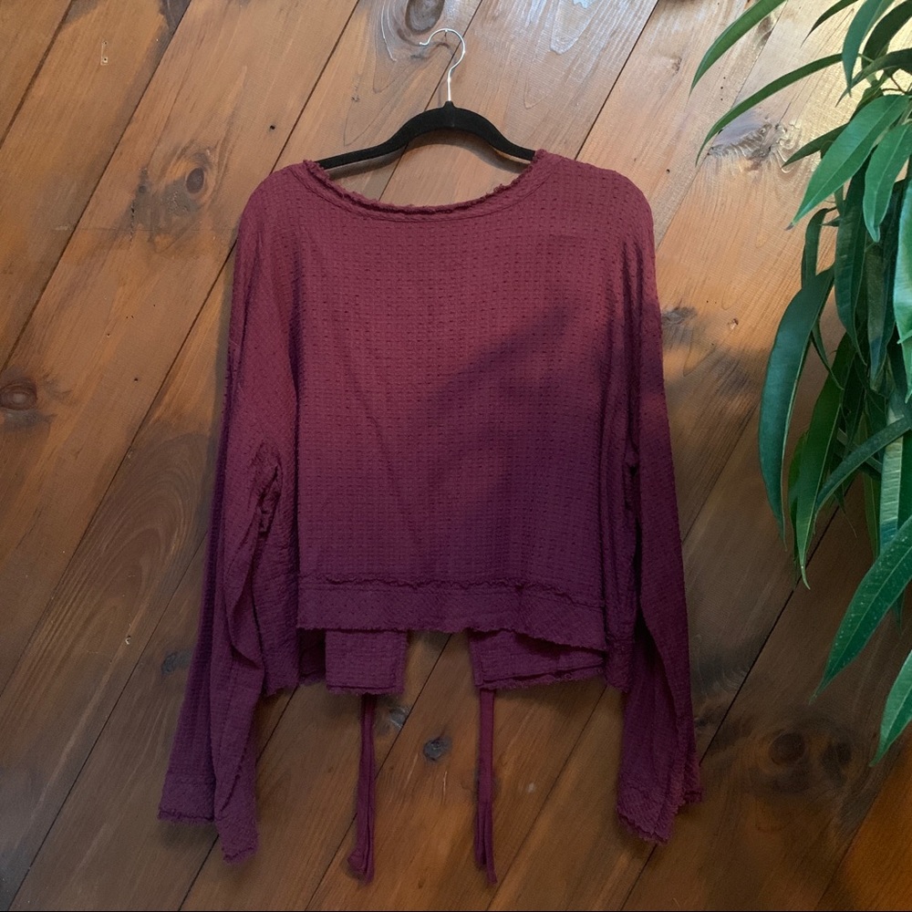 Free People Maroon Walking In Hueco Open Back Top